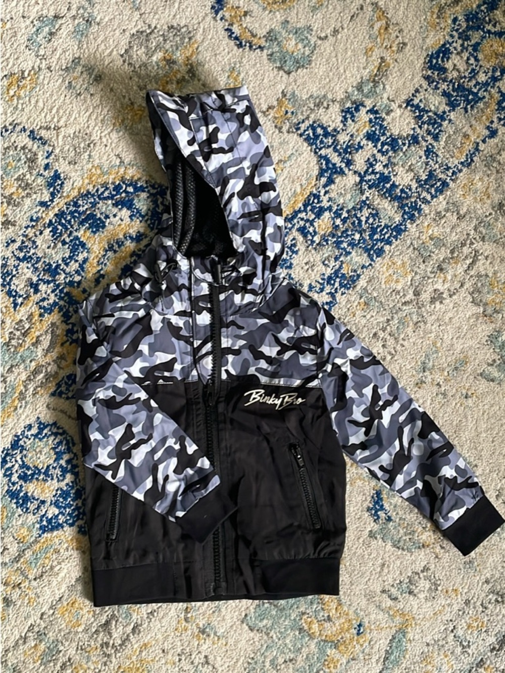 BinkyBro Kids' Black & Gray Camo Hooded Jacket